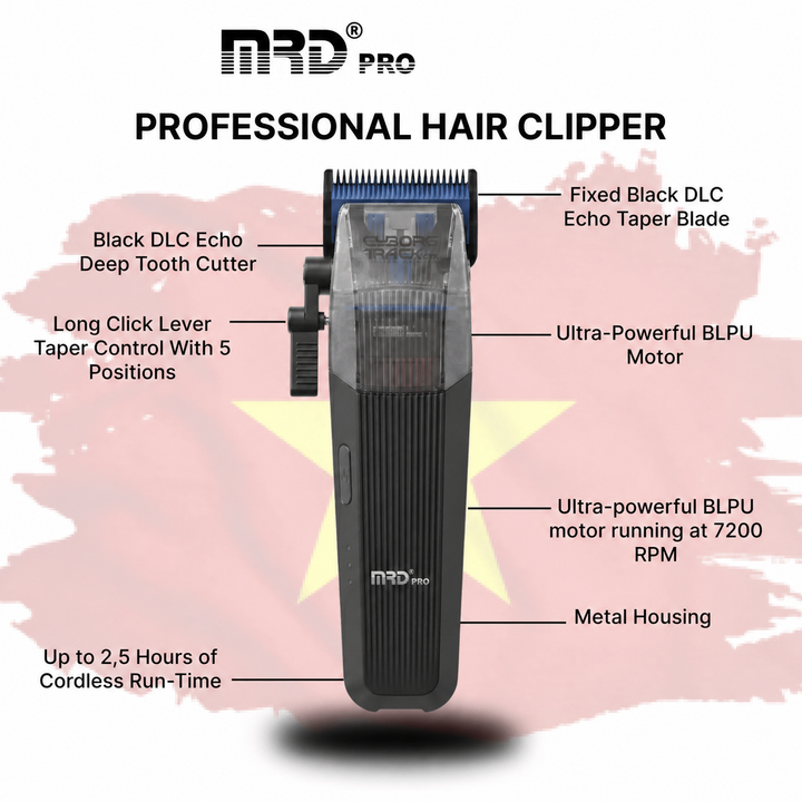 MRD PRO CYBORG BLPU Motor Professional Cordless Hair Clipper –BLACK